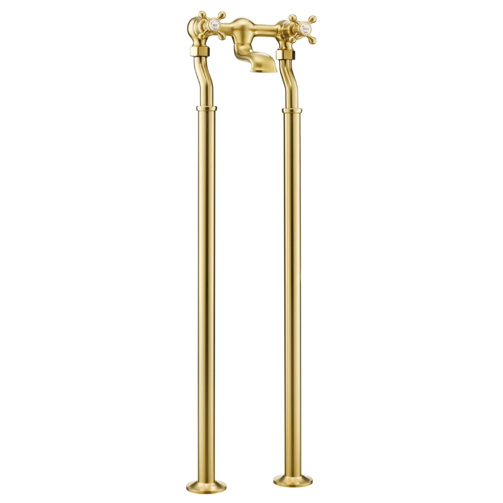 JTP Grosvenor Cross Brushed Brass Freestanding Bath Filler Cut Out